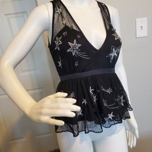 NWOT Express 00 Black  silver star tank top
